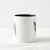 Chihuahua Geo Silhouette Kariert Zweifarbige Tasse (Mittel)