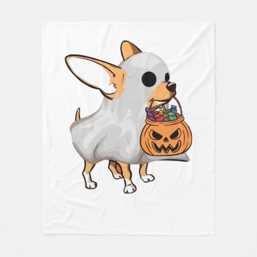 Chihuahua Ghost Pumpkin Halloween Shirt Fleecedecke (Vorderseite)