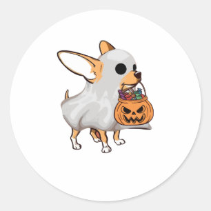 Chihuahua Ghost Pumpkin Halloween Shirt Runder Aufkleber