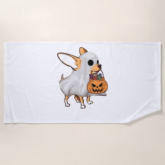 Chihuahua Ghost Pumpkin Halloween Shirt Strandtuch (Vorderseite)