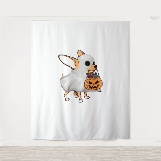 Chihuahua Ghost Pumpkin Halloween Shirt Wandteppich (Vorderseite)