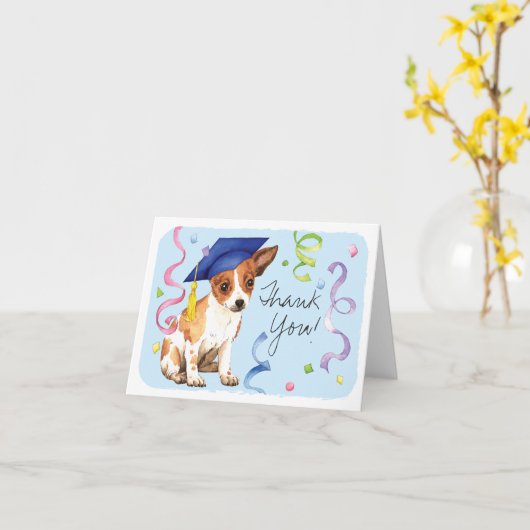 Chihuahua Graduate Karte (Gelbe Blume)