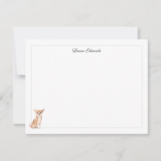 Chihuahua Gray Border Personalisiert Stationery Mitteilungskarte (Vorderseite)