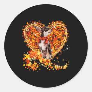 Chihuahua Hallo Herbstleaves Herbst Thanksgiv Runder Aufkleber