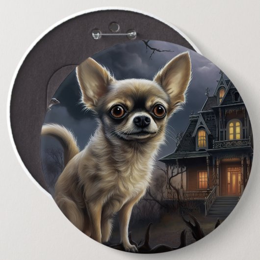 Chihuahua Halloween Beängstigend Button (Vorne & Hinten)