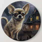 Chihuahua Halloween Beängstigend Button (Vorderseite)