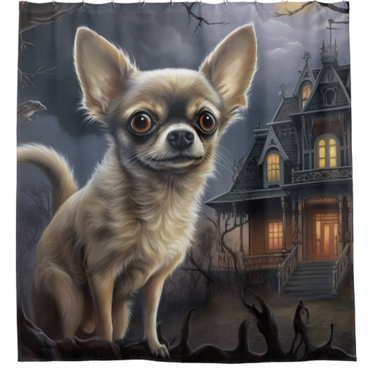Chihuahua Halloween Beängstigend Duschvorhang (Vorderseite)