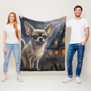 Chihuahua Halloween Beängstigend Fleecedecke
