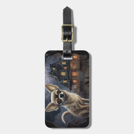 Chihuahua Halloween Beängstigend Gepäckanhänger (Vorderseite vertikal)