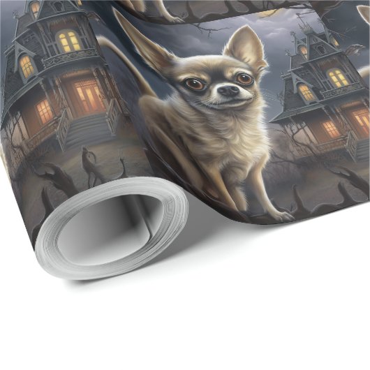 Chihuahua Halloween Beängstigend Geschenkpapier (Rolleneckpunkt)