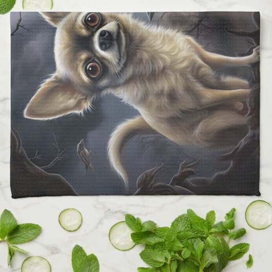 Chihuahua Halloween Beängstigend Geschirrtuch (Gefaltet)