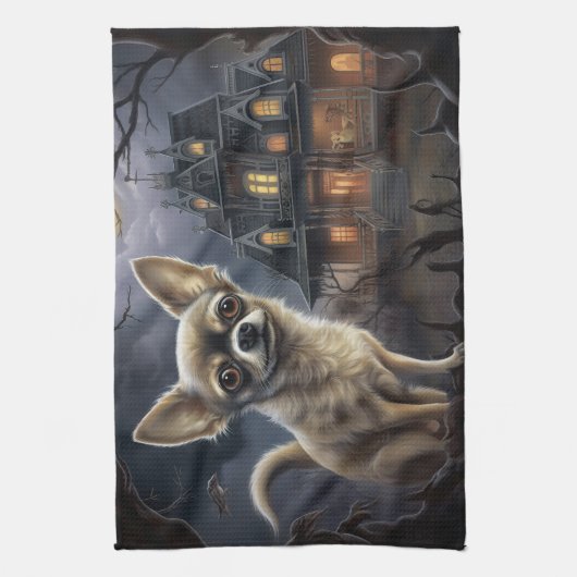 Chihuahua Halloween Beängstigend Geschirrtuch (Vertikal)