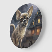 Chihuahua Halloween Beängstigend Große Wanduhr (Winkel)