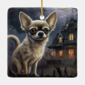 Chihuahua Halloween Beängstigend Keramikornament (Rückseite)