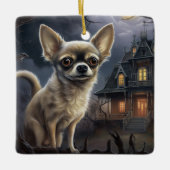 Chihuahua Halloween Beängstigend Keramikornament (Vorderseite)