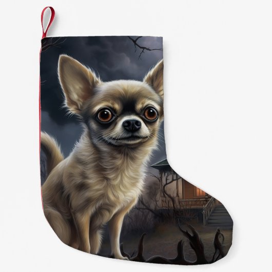 Chihuahua Halloween Beängstigend Kleiner Weihnachtsstrumpf (Vorderseite)