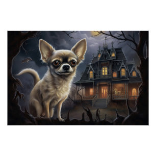 Chihuahua Halloween Beängstigend Poster