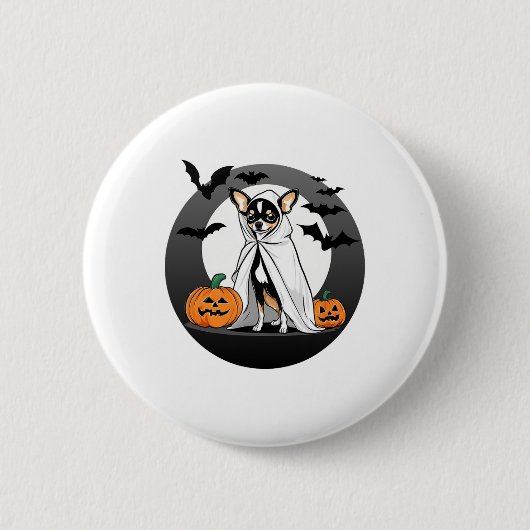 Chihuahua Halloween Ghost Costume Pumpkin - Klein Button (Vorderseite)