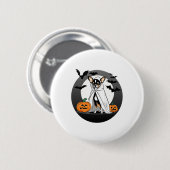 Chihuahua Halloween Ghost Costume Pumpkin - Klein Button (Vorne & Hinten)
