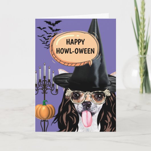 Chihuahua halloween Hund Hexe glücklicher Hals Karte (Vorderseite)