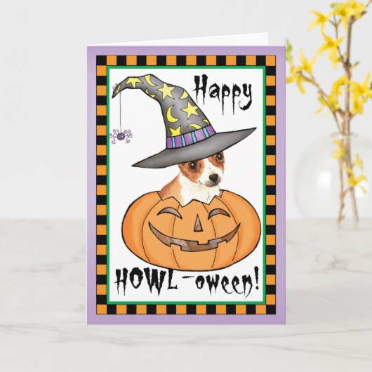 Chihuahua Halloween Karte (Gelbe Blume)