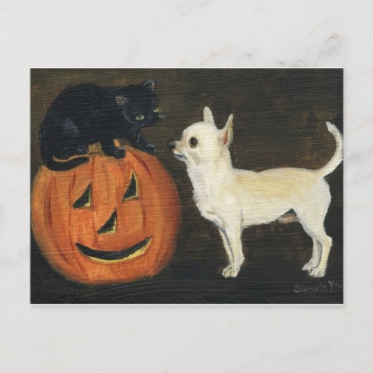 "Chihuahua Halloween" Kunstreproduktion Postkarte (Vorderseite)