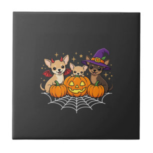 Chihuahua Halloween-Kürbis-Hexen-Hund-Design Fliese