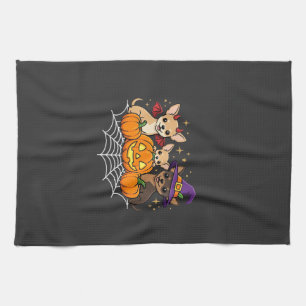 Chihuahua Halloween-Kürbis-Hexen-Hund-Design Geschirrtuch