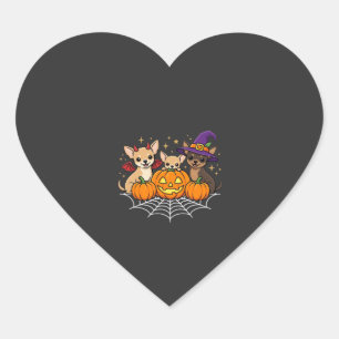Chihuahua Halloween-Kürbis-Hexen-Hund-Design Herz-Aufkleber
