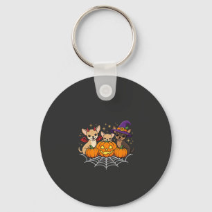 Chihuahua Halloween-Kürbis-Hexen-Hund-Design Schlüsselanhänger
