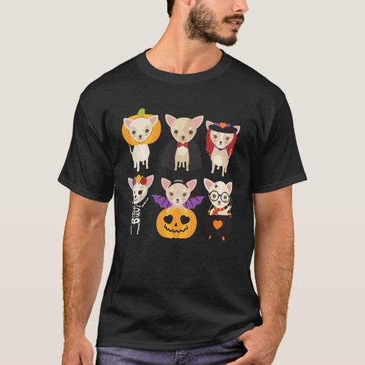 Chihuahua Halloween Puppies Cute Vampire Pumpkin P T-Shirt (Vorderseite)