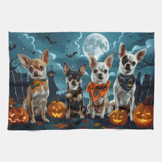 Chihuahua Halloween Spooky Geschirrtuch (Horizontal)