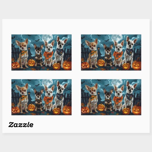 Chihuahua Halloween Spooky Rechteckiger Aufkleber (Blatt)