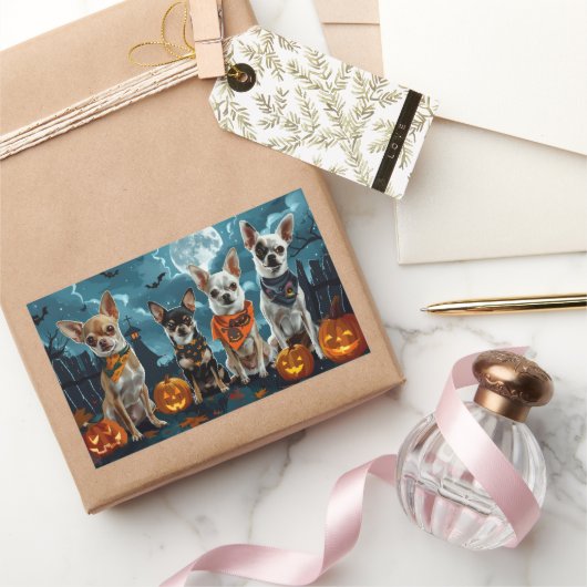 Chihuahua Halloween Spooky Rechteckiger Aufkleber (Schenken)
