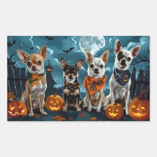 Chihuahua Halloween Spooky Rechteckiger Aufkleber (Vorderseite)