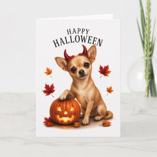 Chihuahua Halloween Teufelshund Karte