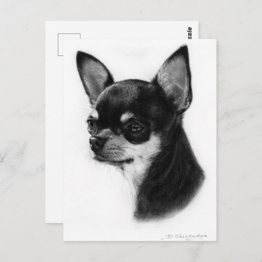 Chihuahua Handgemälde Postkarte (Vorne/Hinten)