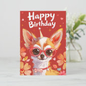 Chihuahua Happy Birthday Feiertagskarte (Stehend Vorderseite)