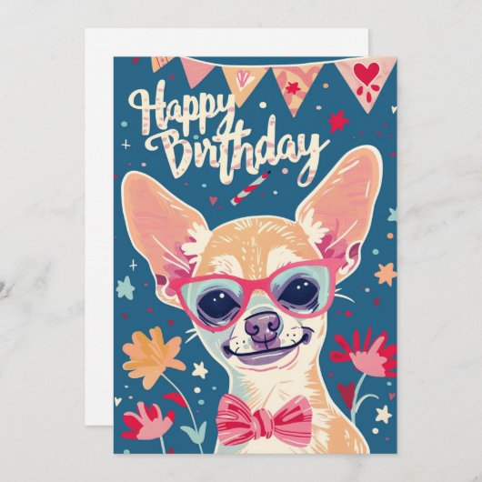 Chihuahua Happy Birthday Feiertagskarte (Vorne/Hinten)
