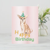 Chihuahua Happy Birthday Party Einladung (Stehend Vorderseite)