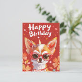 Chihuahua Happy Birthday Postkarte (Stehend Vorderseite)