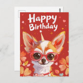Chihuahua Happy Birthday Postkarte (Vorne/Hinten)