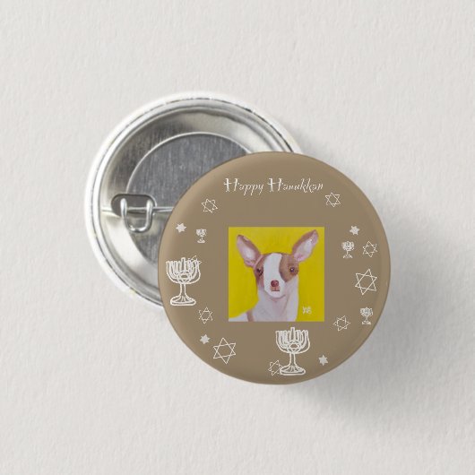Chihuahua Happy Hanukkah Button (Vorne & Hinten)