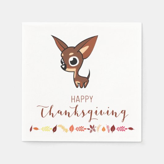 Chihuahua Happy Thanksgiving Paper Napkins Serviette (Vorderseite)