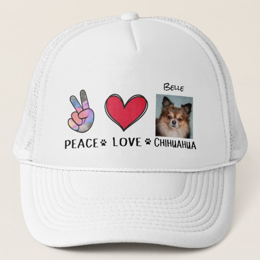 Chihuahua Hat Peace Liebe Hund Liebhaber Truckerkappe (Vorderseite)
