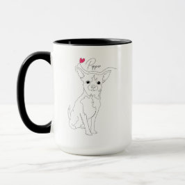 Chihuahua-Haustier-Linienkunst mit Namen Tasse