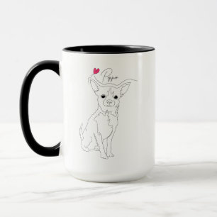 Chihuahua-Haustier-Linienkunst mit Namen Tasse