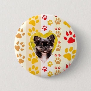 Chihuahua Heart Paw Prints Button
