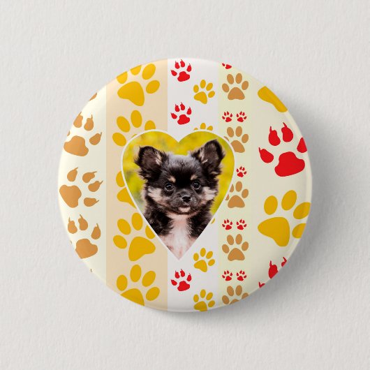 Chihuahua Heart Paw Prints Button (Vorderseite)