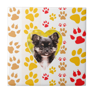 Chihuahua Heart Paw Prints Fliese